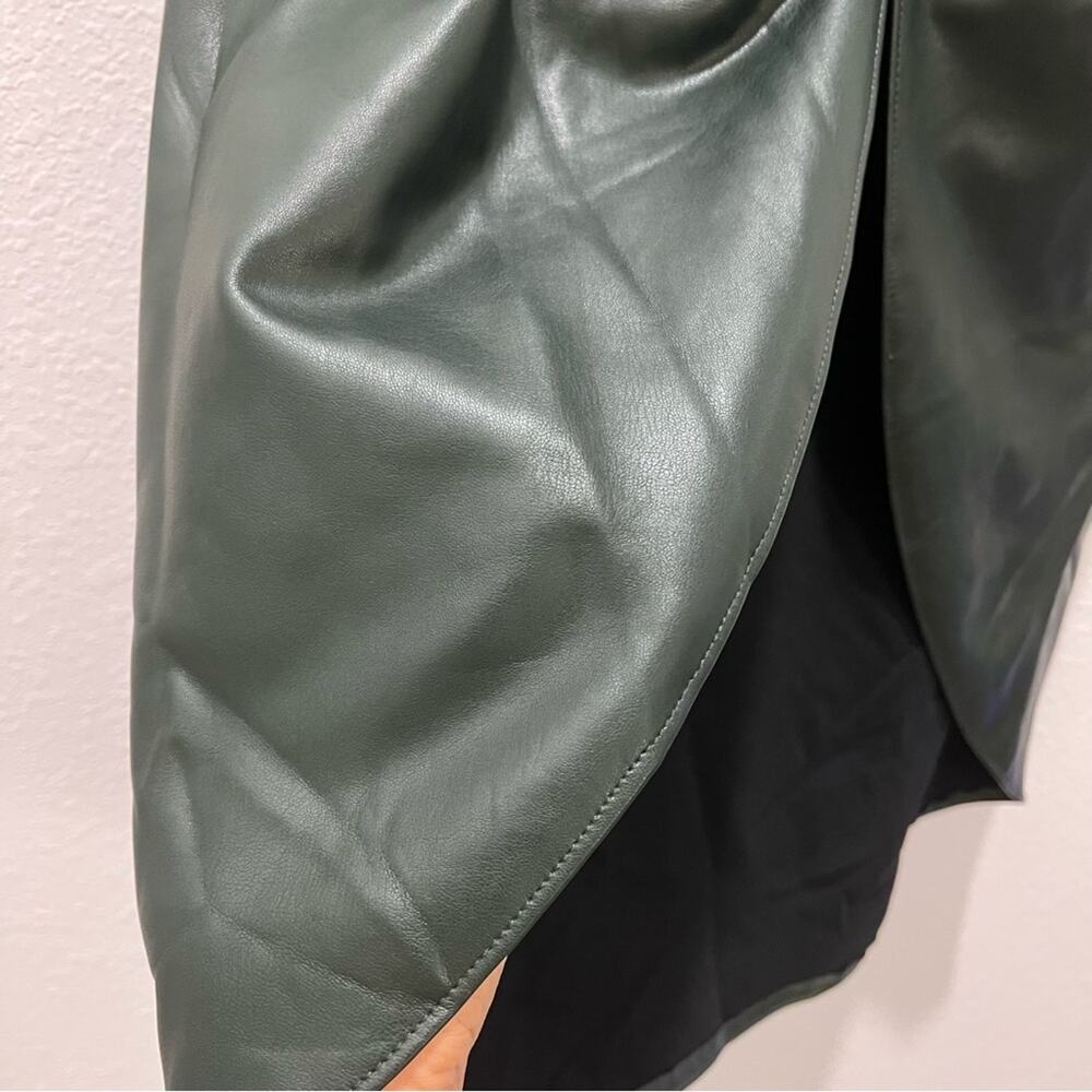 NWT Veronica Beard Women’s Ari Emerald Green Faux Leather Ruched Pencil Skirt 12 - Picture 8 of 16